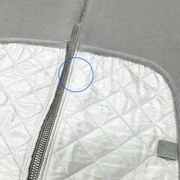 CHANEL Sport Vintage 04P CC Logo Zipped Quilted Jacket Top #44 Gray [105664] - Picture 10 of 12